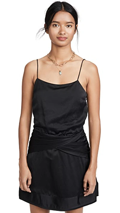 Shop Derek Lam 10 Crosby Cami Flounce Mini Dress With Twist Waist Detail In Black