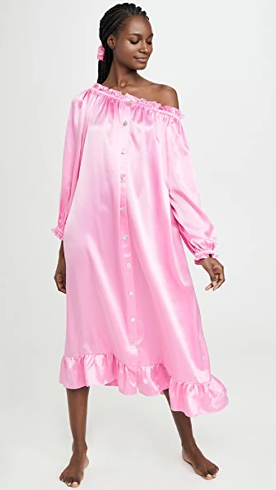 Shop Sleeper Zephyr Silk Loungewear Dress In Pink