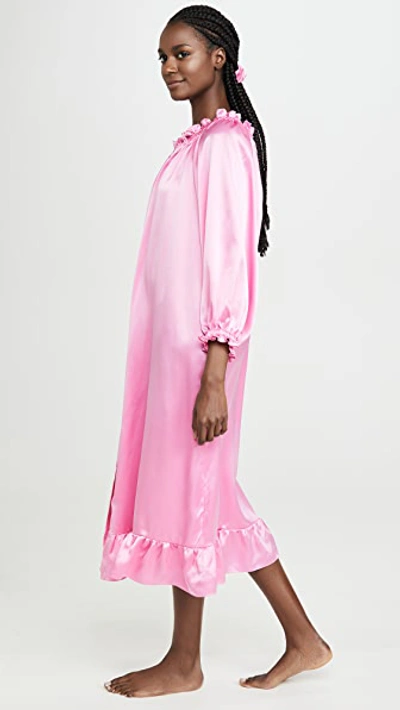 Shop Sleeper Zephyr Silk Loungewear Dress In Pink