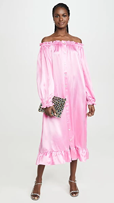 Shop Sleeper Zephyr Silk Loungewear Dress In Pink