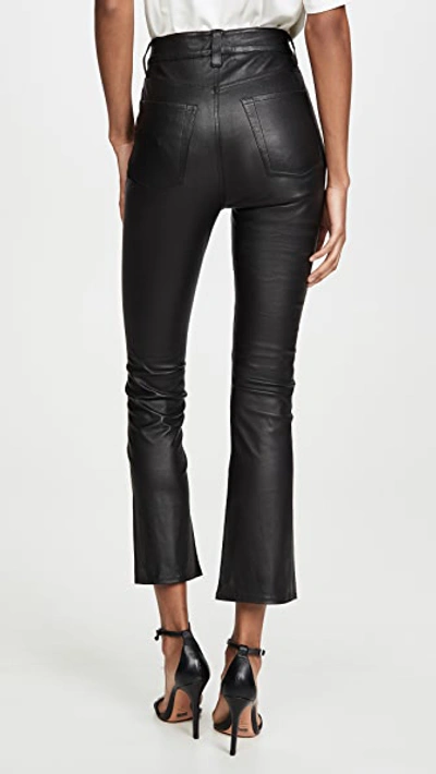 Shop 7 For All Mankind High Waisted Leather Slim Kick Jeans In Jet Black