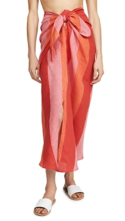 Shop Mara Hoffman Izzi Skirt In Red Multi