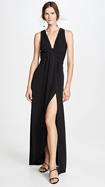 Cinq À Sept Sylvia Plunging Twist Jersey Gown In Black | ModeSens