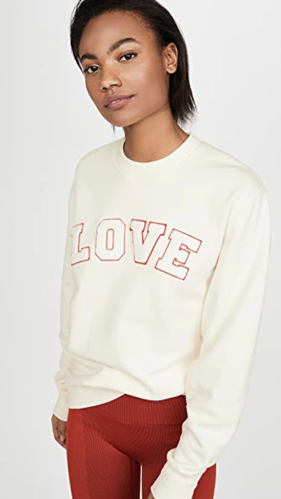 Shop Tory Sport French Terry Love Sweatshirt In Ivory Pearl