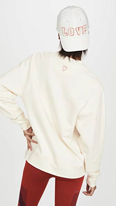 Shop Tory Sport French Terry Love Sweatshirt In Ivory Pearl