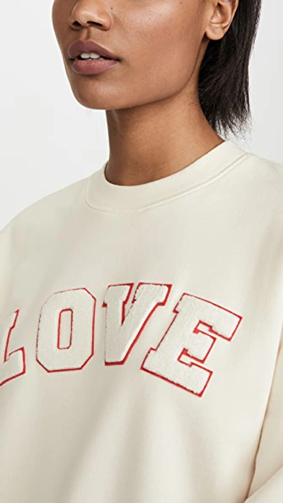 Shop Tory Sport French Terry Love Sweatshirt In Ivory Pearl