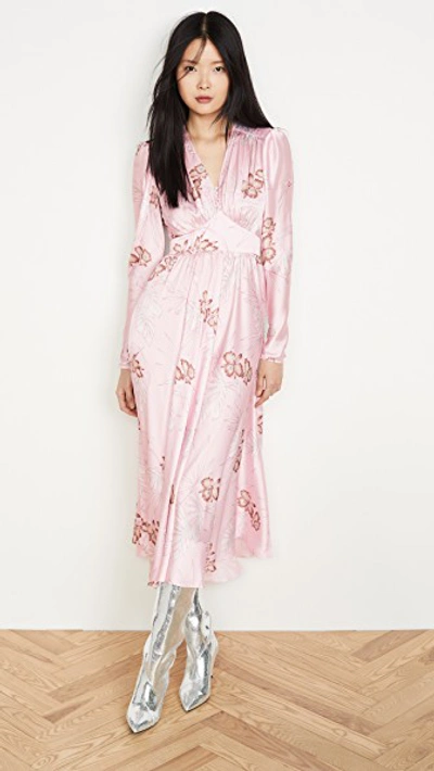 Shop Paco Rabanne Long Sleeve Hawaii Dress With Puff Sleeves In Pink