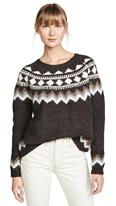 Shop Nili Lotan Adene Alpaca Sweater In Chocolate Fair Isle