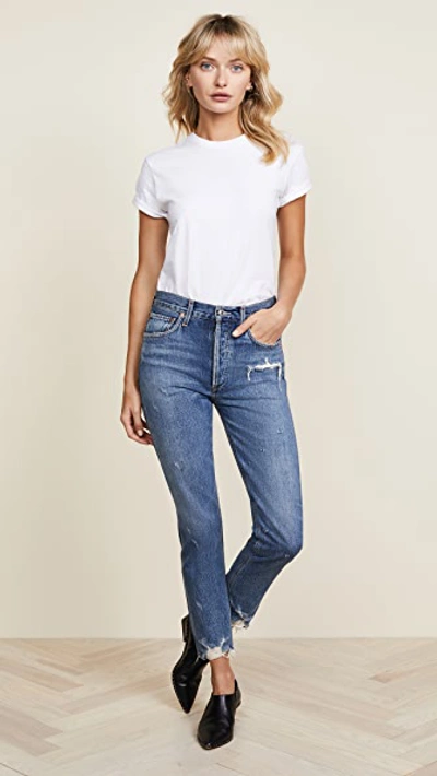 Shop Agolde Jamie High Rise Classic Jeans In Grade