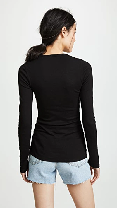 Splendid Zander Easy Slub Long-sleeve Crewneck Tee In Black