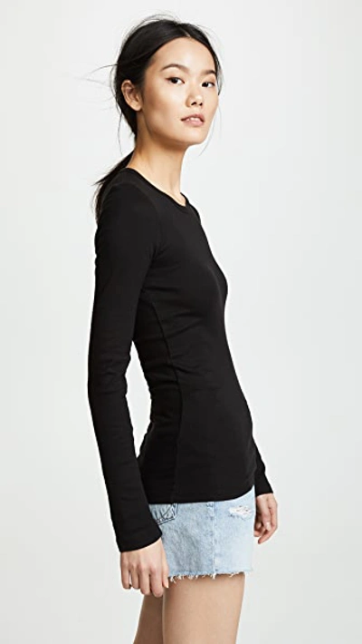 Splendid Zander Easy Slub Long-sleeve Crewneck Tee In Black