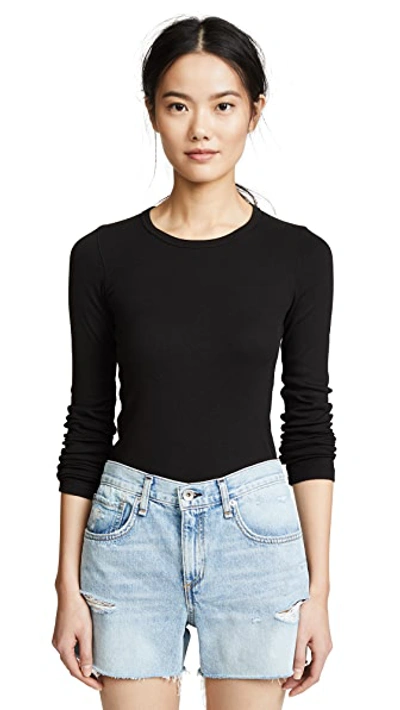 Splendid Zander Easy Slub Long-sleeve Crewneck Tee In Black