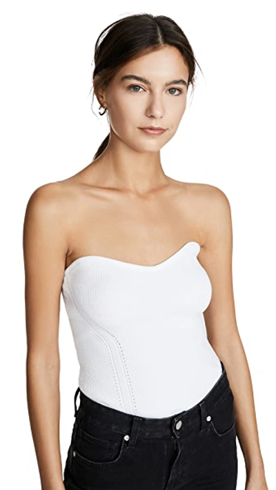 Shop Cushnie Strapless Fitted Knit Top In White