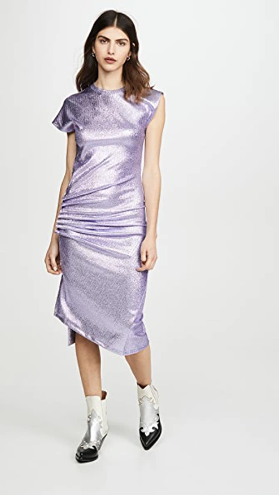 Rabanne Metallic T-shirt Midi Dress In Light Purple