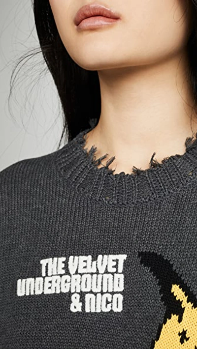 R13 Velvet Underground Oversized Sweater In Dark Grey With Banana Intarsia  | ModeSens