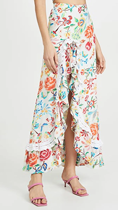 Shop All Things Mochi Clara Skirt In White Floral