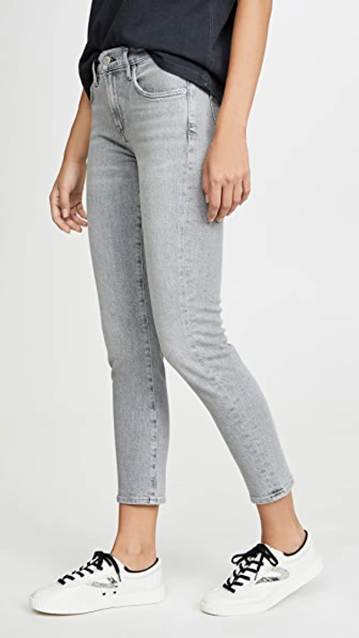 Shop Agolde Toni Mid Rise Straight Jeans In Mirror