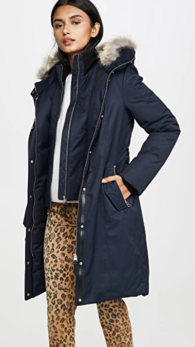 Shop Mackage Harlow Luxe Down Coat In Navy