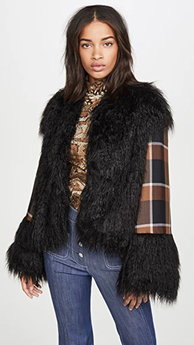 Shop Staud Cece Coat In Abstract Fur