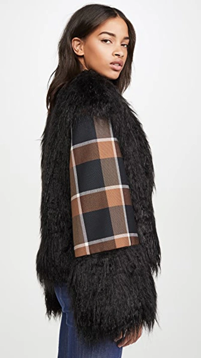 Shop Staud Cece Coat In Abstract Fur