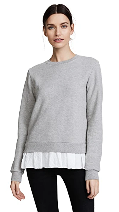 Shop Clu Too Ruffled Sweatshirt In Heather Grey/white