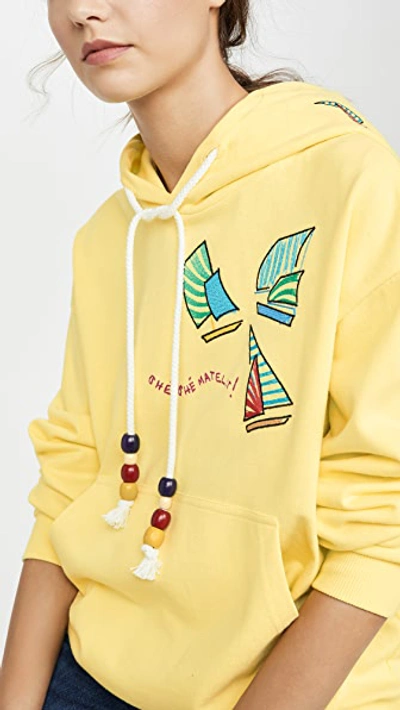 Shop Mira Mikati Sailing Boat Embroidered Hoodie In Yellow