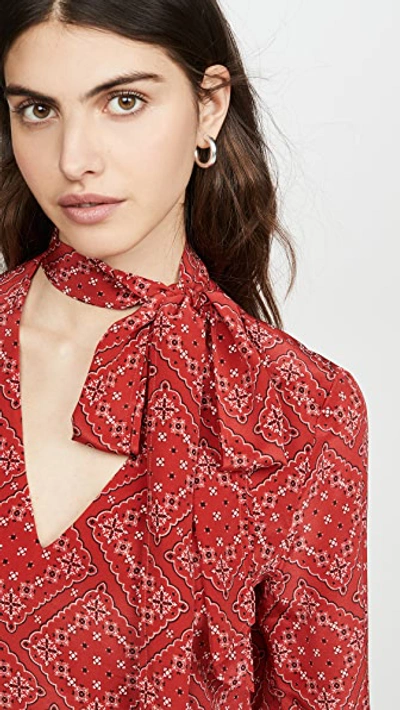 Shop Rixo London Moss Blouse In Scarf Floral Red