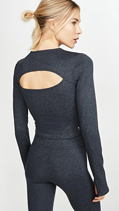 Shop We Over Me Lotus Long Sleeve Top In Charcoal