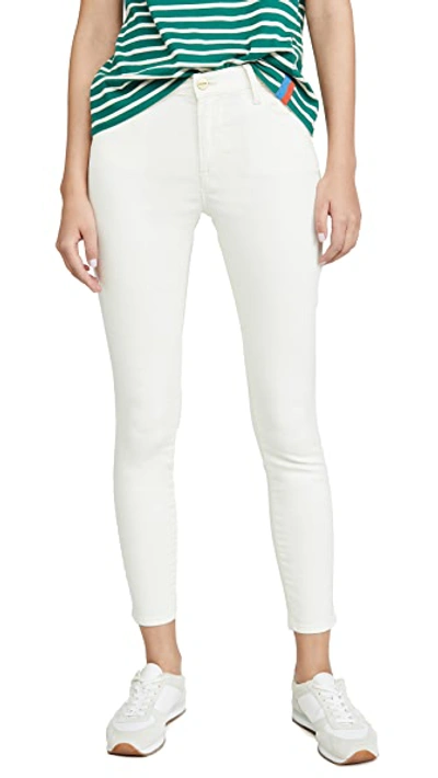 Shop Frame Le High Skinny Jeans In Off White Coated