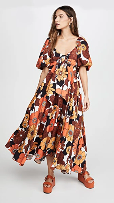 Shop Dodo Bar Or Mor Dress In Flower 4 Orange Brown