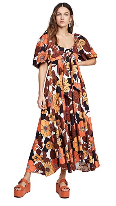 Shop Dodo Bar Or Mor Dress In Flower 4 Orange Brown