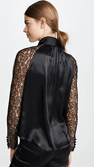 Shop Jonathan Simkhai Silk Lace Wrap Top In Black