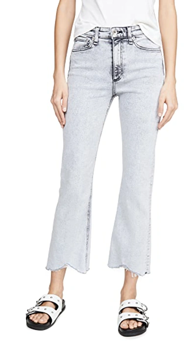 Shop Rag & Bone Nina High Rise Ankle Flare Jeans In Marble White