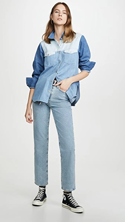 Shop Closed Libbie Button Down Shirt In Light Blue