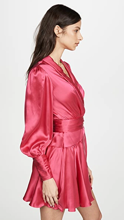 Shop Zimmermann Silk Wrap Mini Dress In Magenta