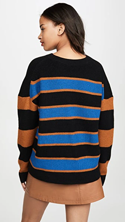 Shop A.l.c Roman Sweater In Cobalt/caramel/black