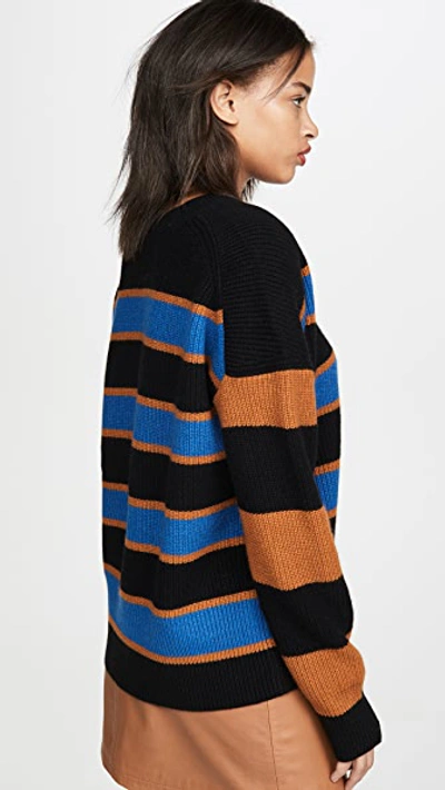 Shop A.l.c Roman Sweater In Cobalt/caramel/black