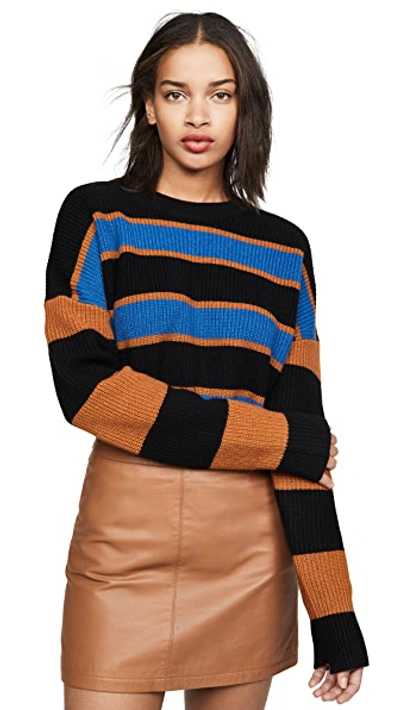 Shop A.l.c Roman Sweater In Cobalt/caramel/black