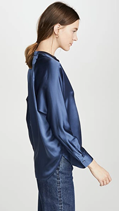 Shop Vince Band Collar Blouse In Orion