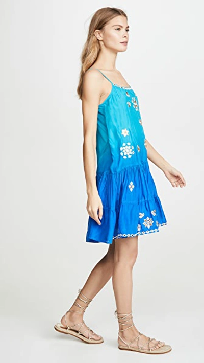 Shop Juliet Dunn Silk Ombre Strappy Dress In Turquoise/blue