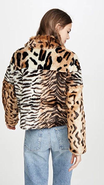 Shop Kendall + Kylie Studio 54 Faux Fur Jacket In Multi Feline