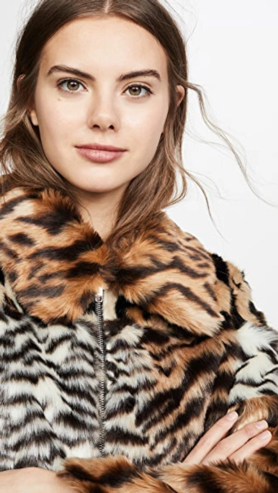 Shop Kendall + Kylie Studio 54 Faux Fur Jacket In Multi Feline