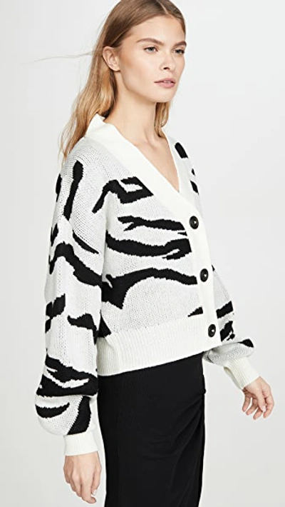 Shop Lna Boxy Cardigan Sweater In Ivory Tiger Jacquard