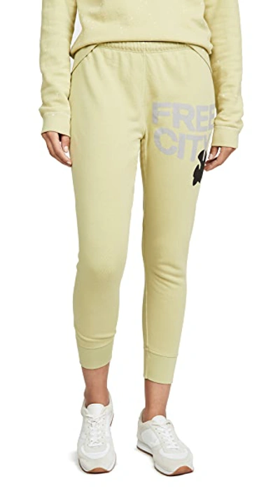 Shop Freecity Free City Swami Sweats In Chartreuse Dust