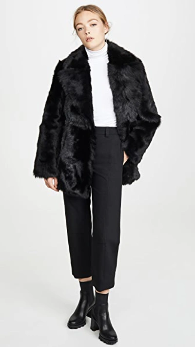 Shop Theory Overlay Fur Coat In Black