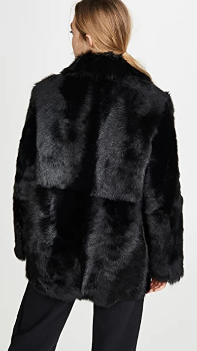 Shop Theory Overlay Fur Coat In Black