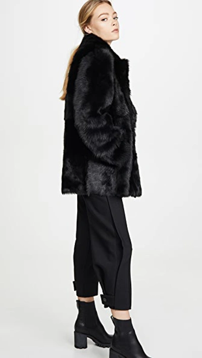 Shop Theory Overlay Fur Coat In Black