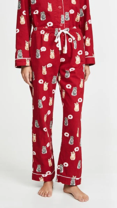 Shop Pj Salvage Meow & Furever Flannel Pj Set In Red