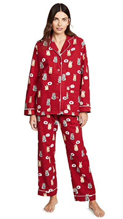 Shop Pj Salvage Meow & Furever Flannel Pj Set In Red