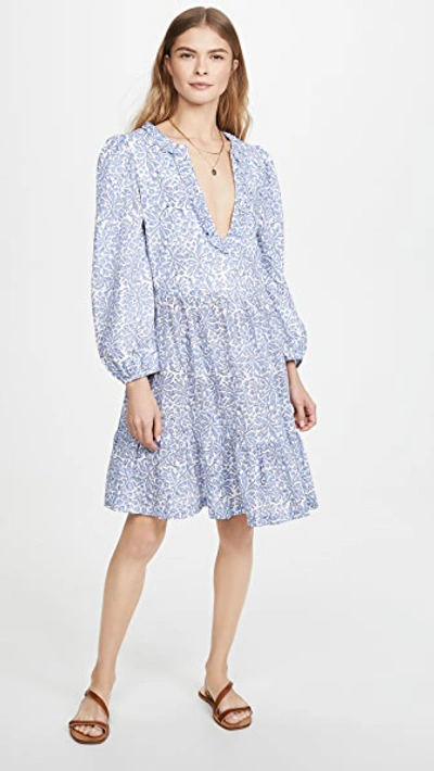 Shop Alix Of Bohemia Lorelei Periwinkle Block Print Dress In Blue/white